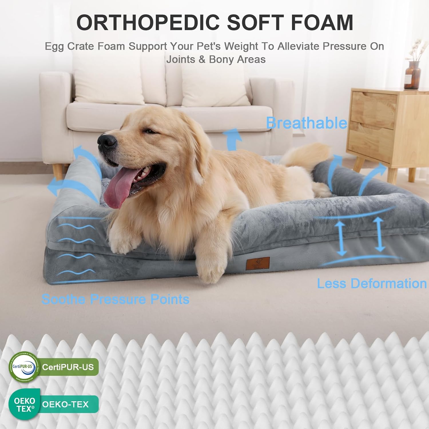 Cama para perro XL, cama ortopédica lavable para perro con funda extraíble,...