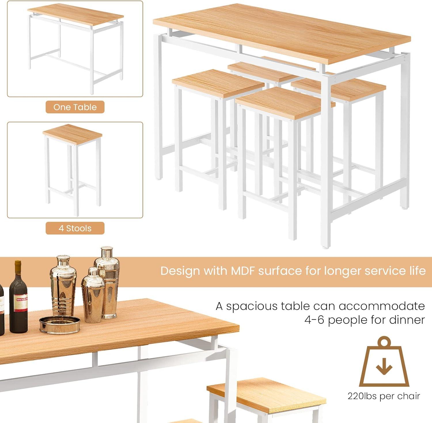 Juego de 4 mesas de comedor para 4 mesas y sillas de cocina, juego de mesa de