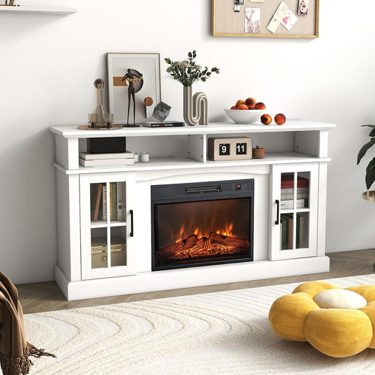 Tangkula Soporte de TV con chimenea para televisores de hasta 65 pulgadas,...