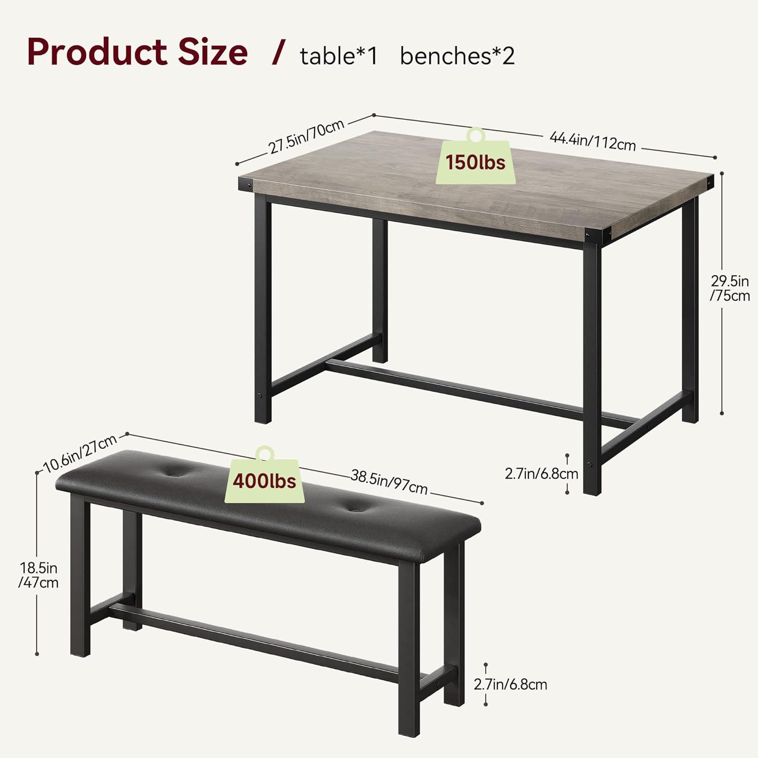 Juego de mesa de comedor para 4, mesa de cocina con banco tapizado, juego de