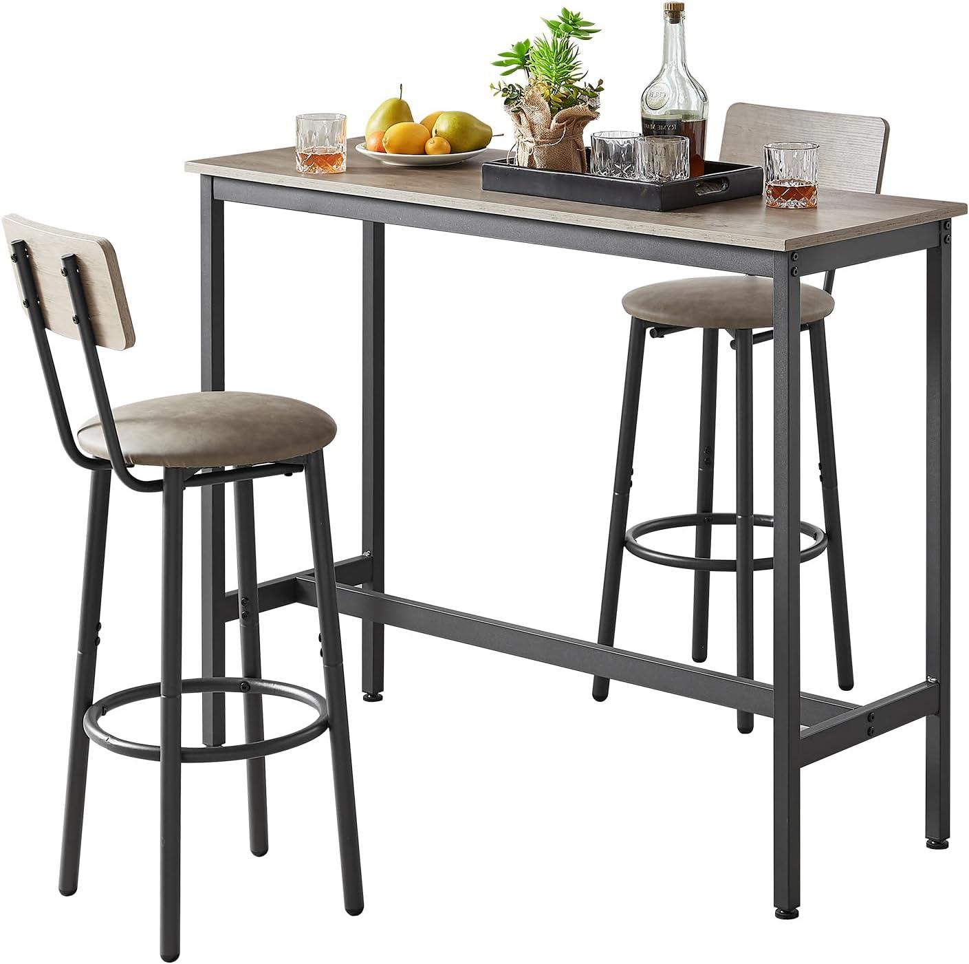 Juego de mesa de comedor de 3 piezas para 2, mesa de bar moderna y sillas para