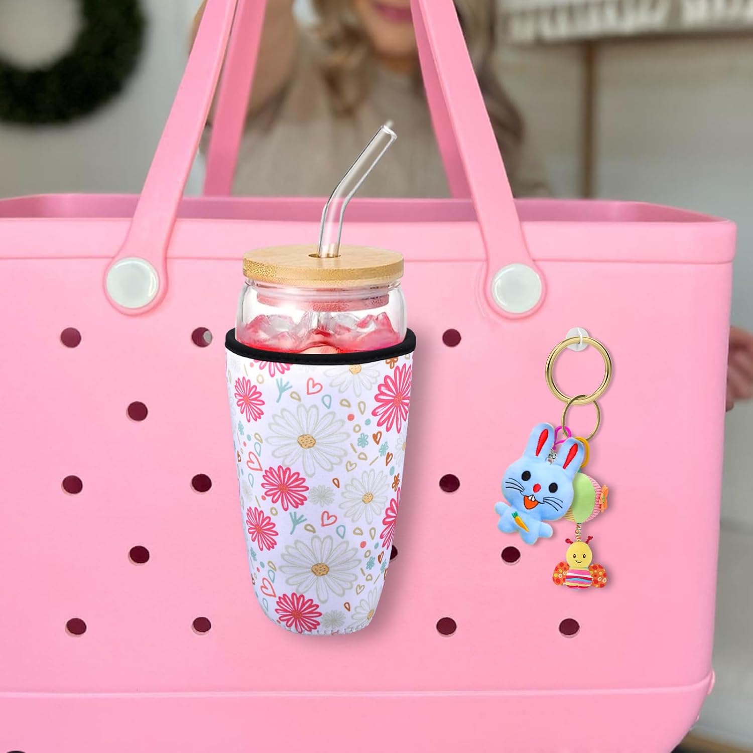 BABORUI Portavasos de margarita para bolsa Bogg, accesorios para bolsa Bogg...