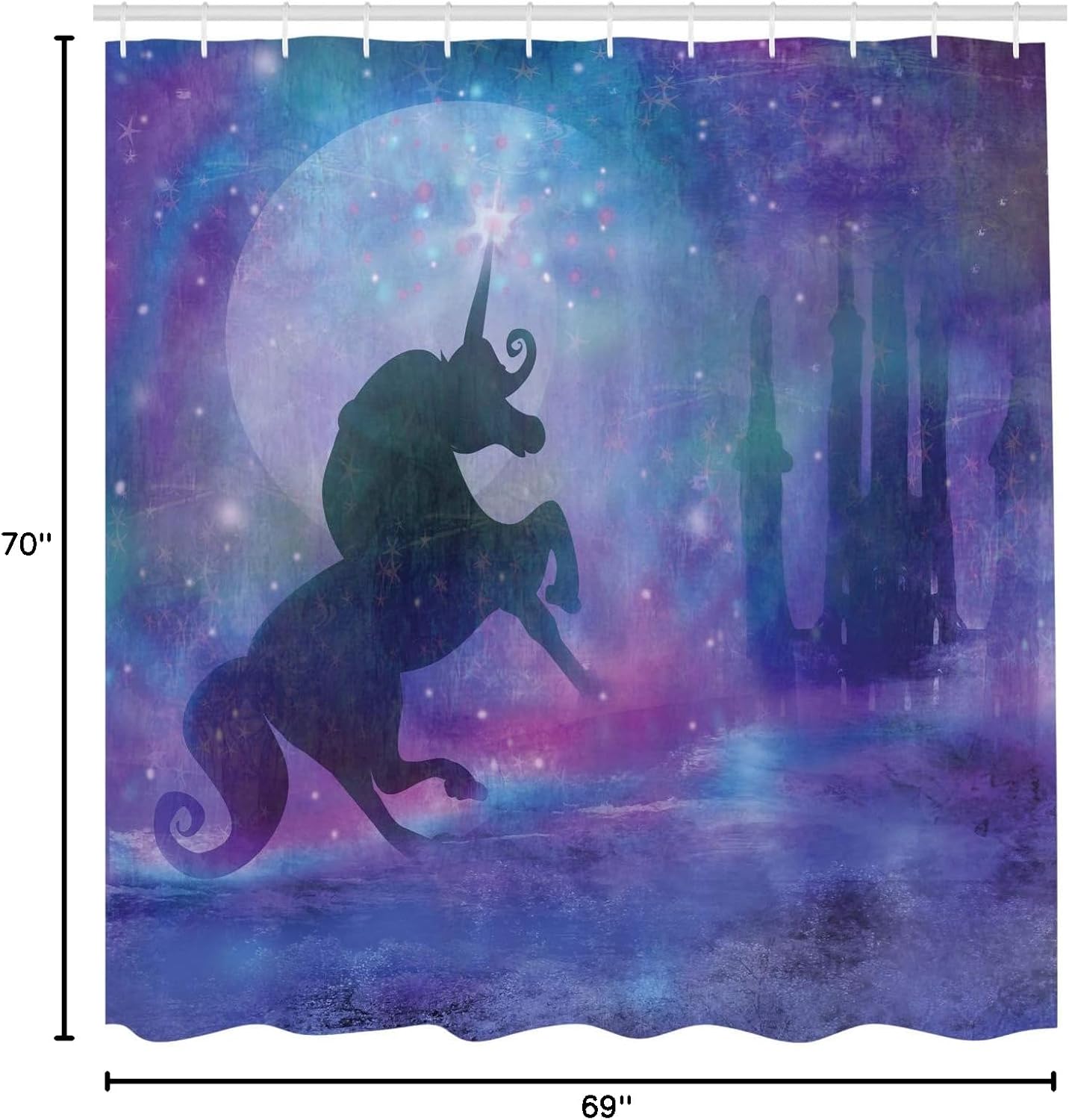 Ambesonne - Cortina de fantasía para regadera, diseño en tono malva, silueta de...