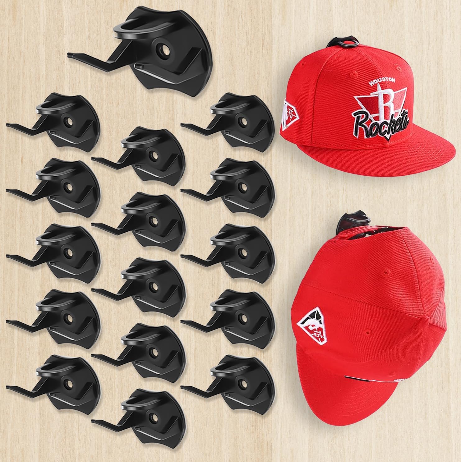 Perchero adhesivo para gorras de béisbol de pared, paquete de 16 ganchos para...