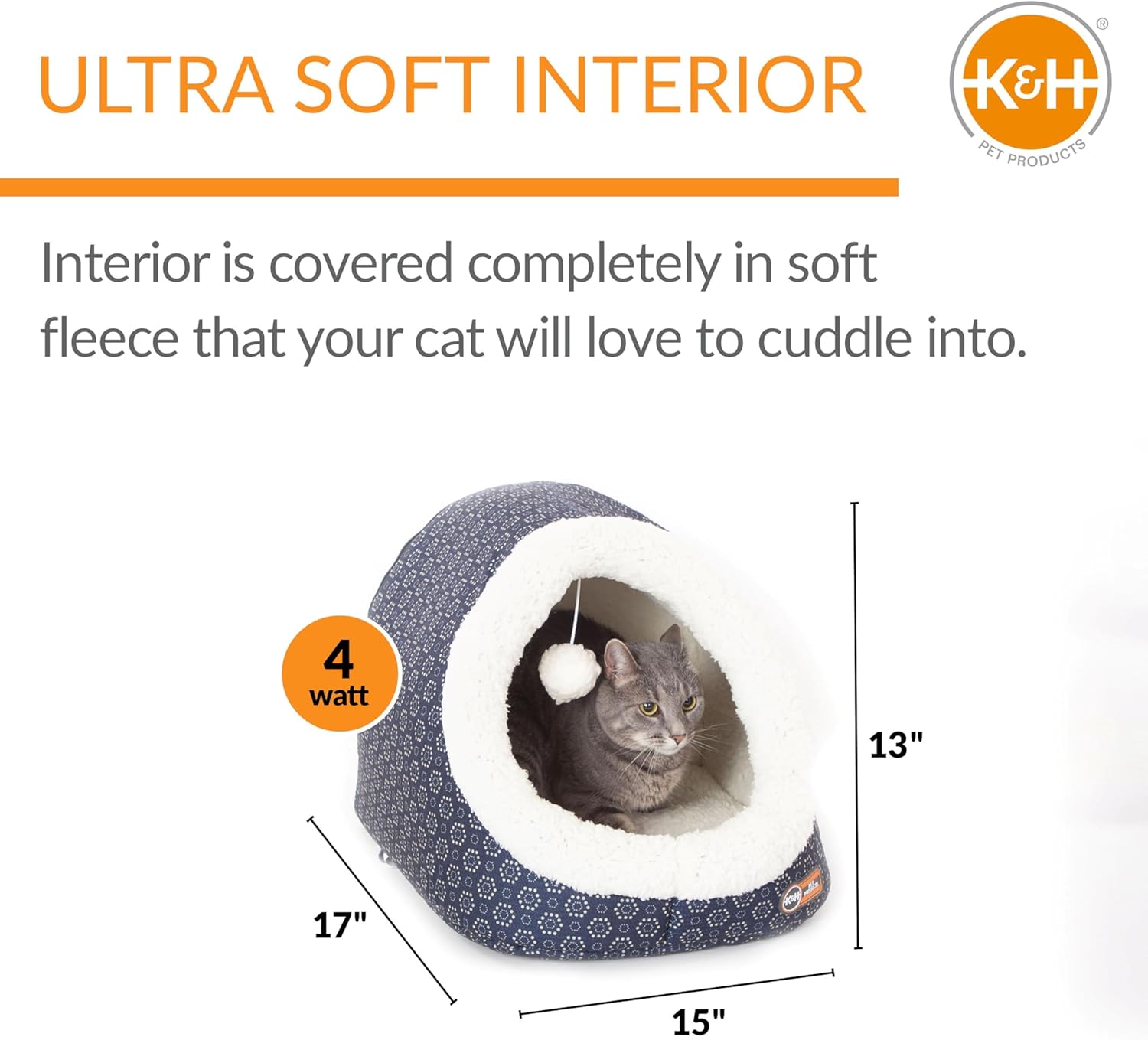 K&H Pet Products Thermo-Pet Cave - Cama para gatos con calefacción, color azul...