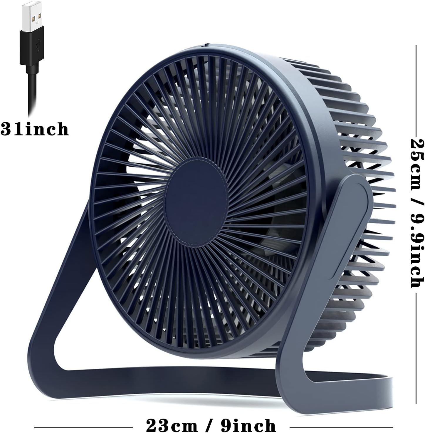 Ventilador de escritorio de 9 pulgadas, ventilador USB de 2 velocidades, fuerte...