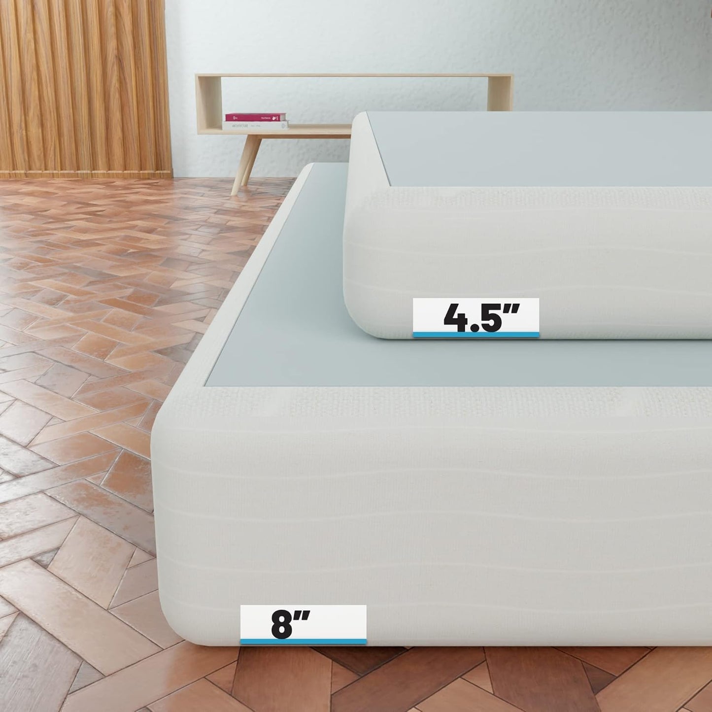 Somier resistente de 8 pulgadas para soporte de colchón, base de madera natural