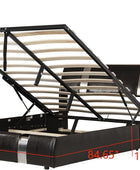 Cama con plataforma de almacenamiento tapizada de piel sintética de tamaño...