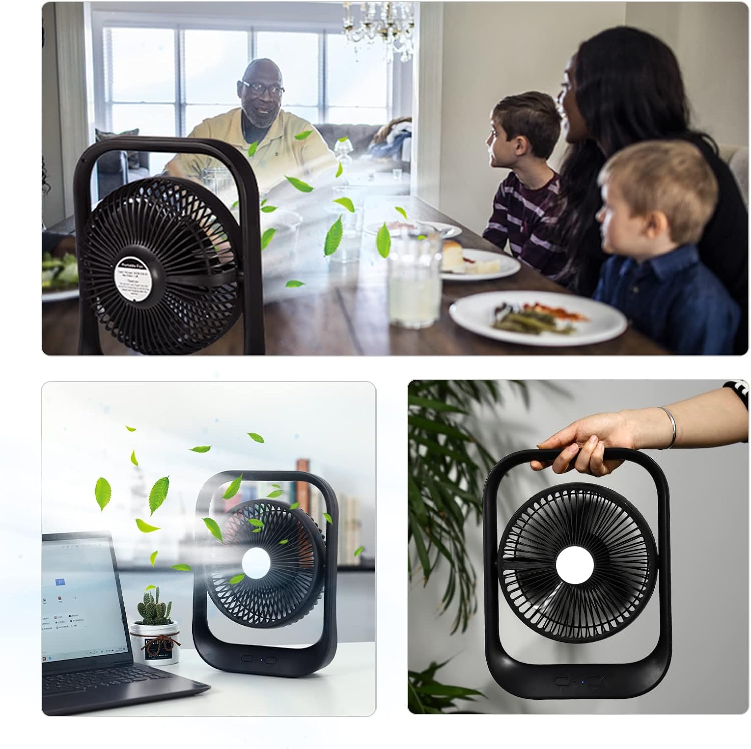 Ventilador personal con linterna LED, ventilador de escritorio portátil con...
