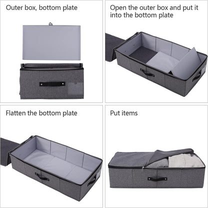 2 cajas de almacenamiento plegables debajo de la cama con forro de soporte de