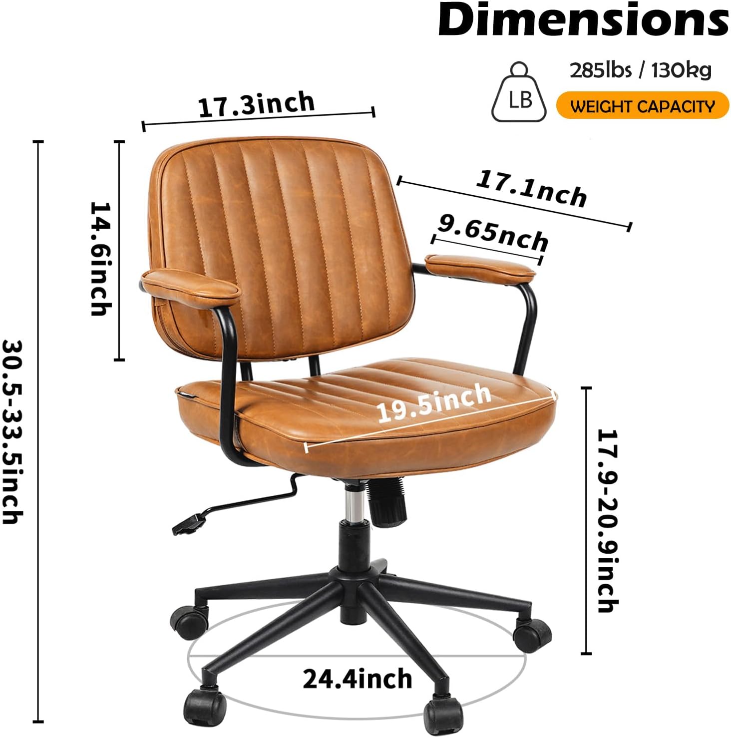 Artswish Silla de oficina de mediados de siglo, silla de escritorio de cuero,...