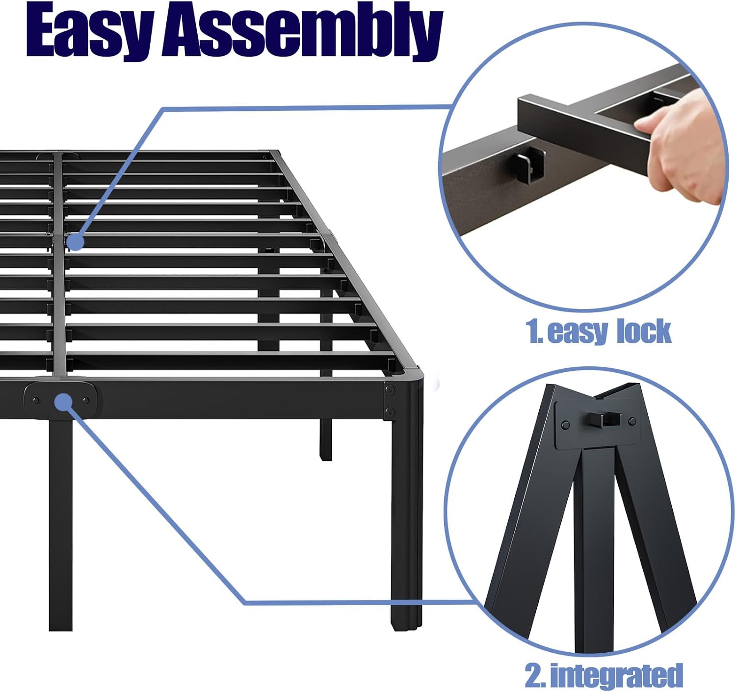 Base de cama Queen de 12 pulgadas de alto, no necesita somier, plataforma de...