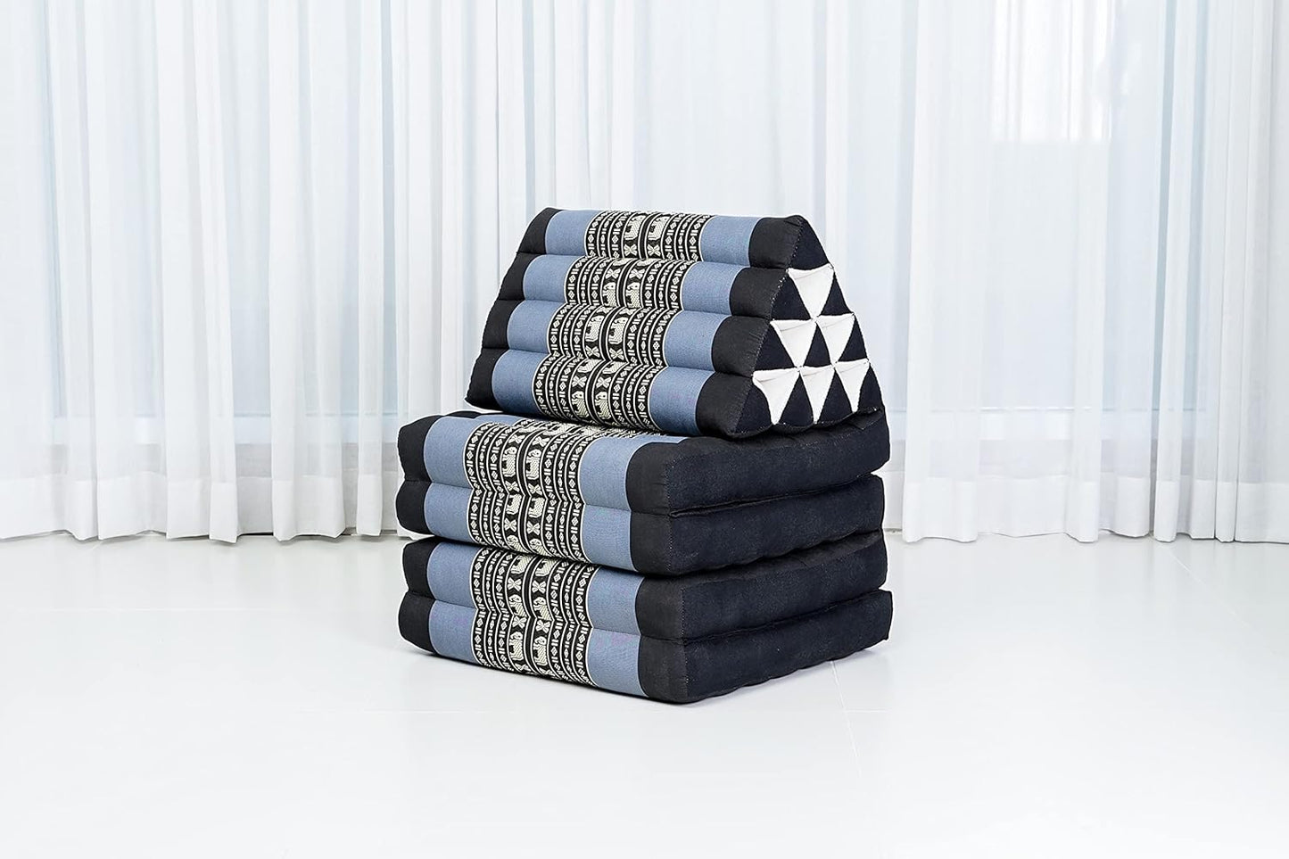 Tapete de 4 pliegues con cojín triangular, almohada firme para TV, colchón