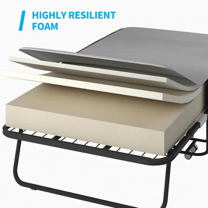Cama plegable con colchón de espuma viscoelástica de 4 pulgadas, cama plegable
