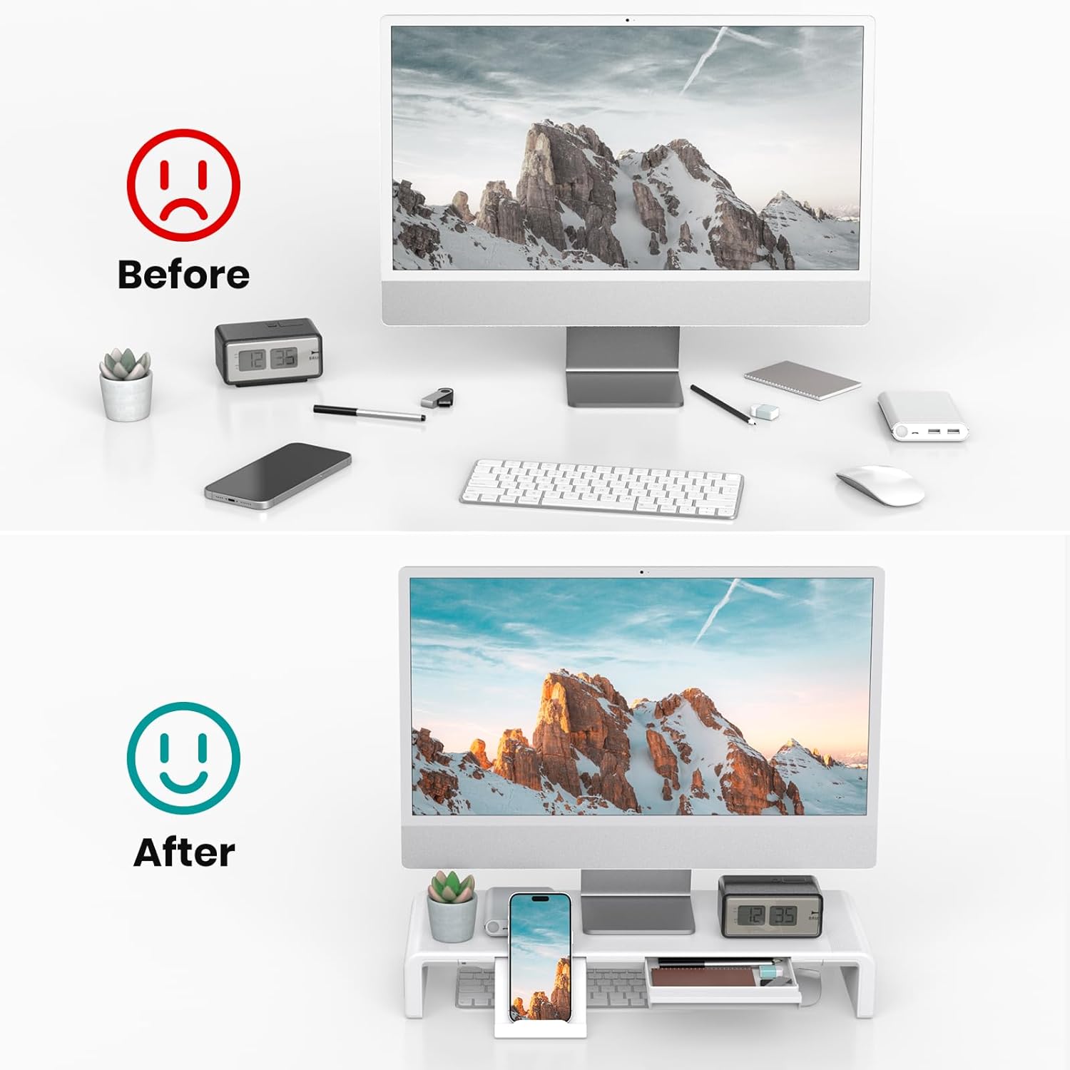Klearlook Soporte elevador para monitor de computadora plegable con claridad...