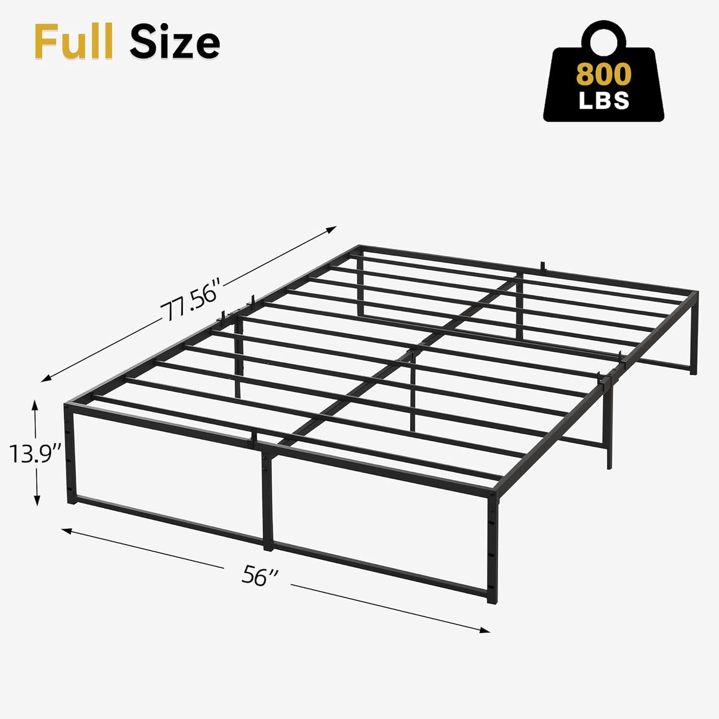 IDEALHOUSE Marco de cama de plataforma de metal completo con listones de cama...