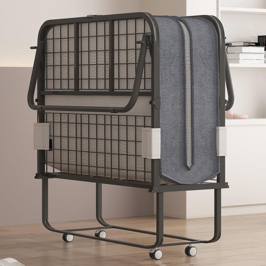 Cama plegable con colchón de esponja viscoelástica de 4 pulgadas, cama portátil