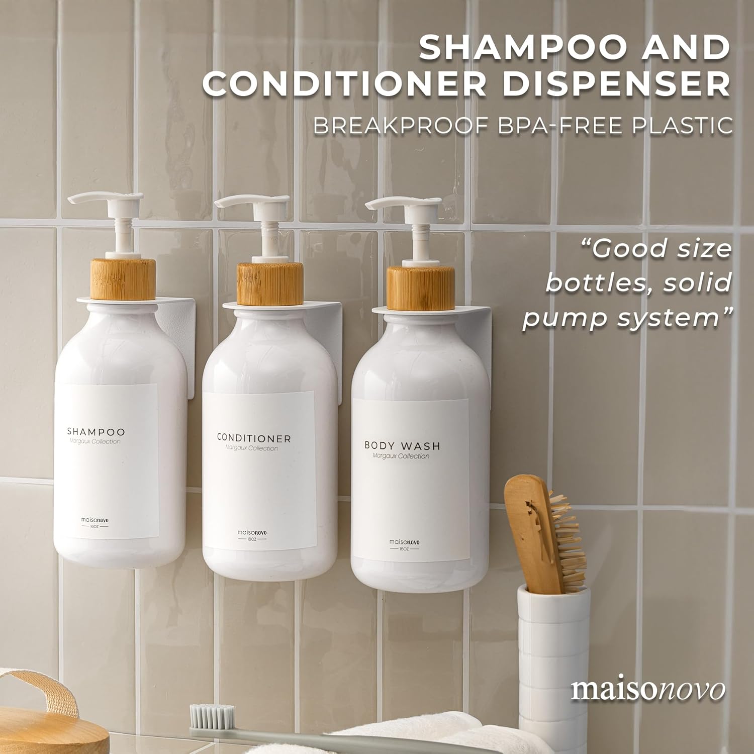 MaisoNovo Dispensador de champú y acondicionador, dispensador de jabón de ducha...