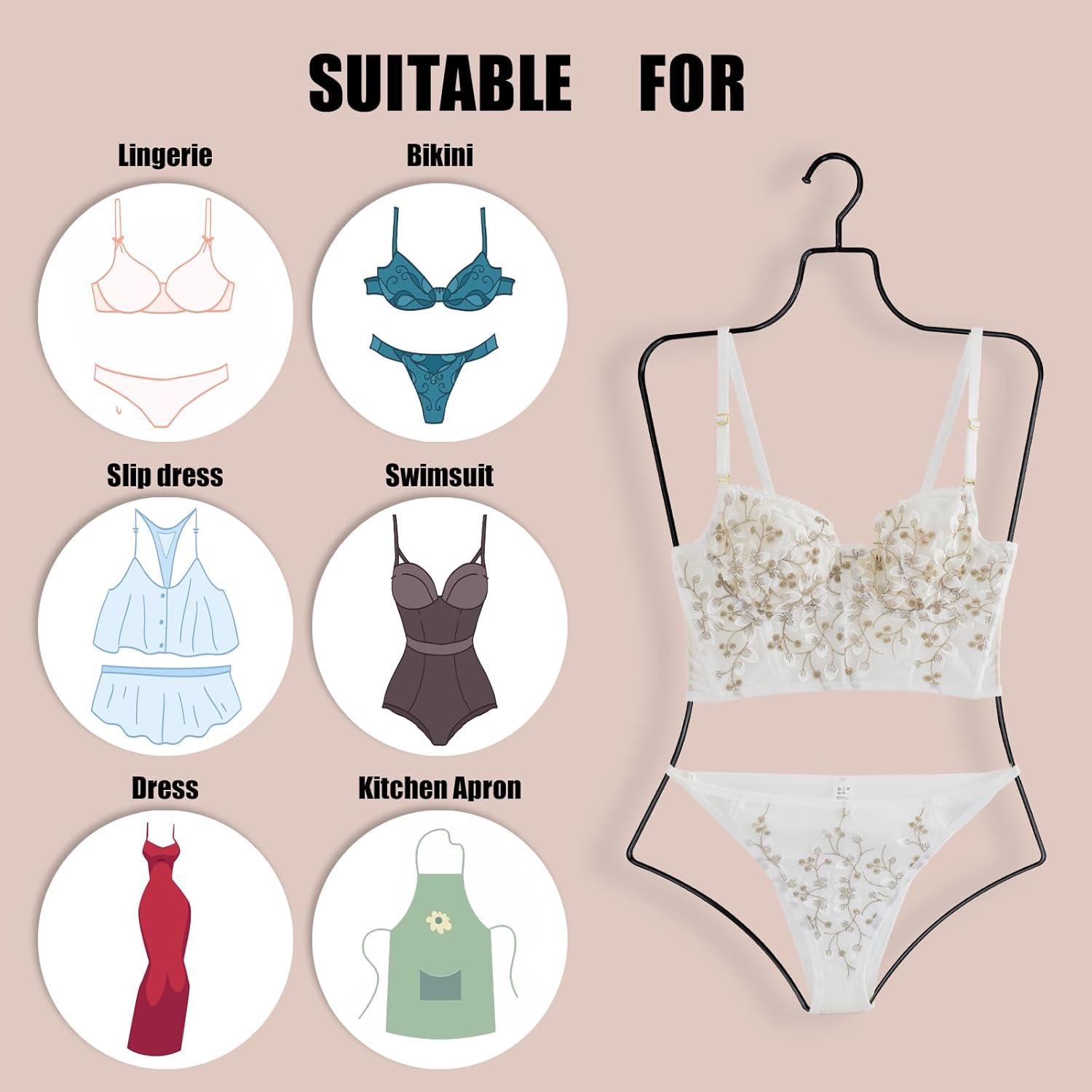 Perchas de ropa con forma de cuerpo, paquete de 10 perchas de lujo de alambre