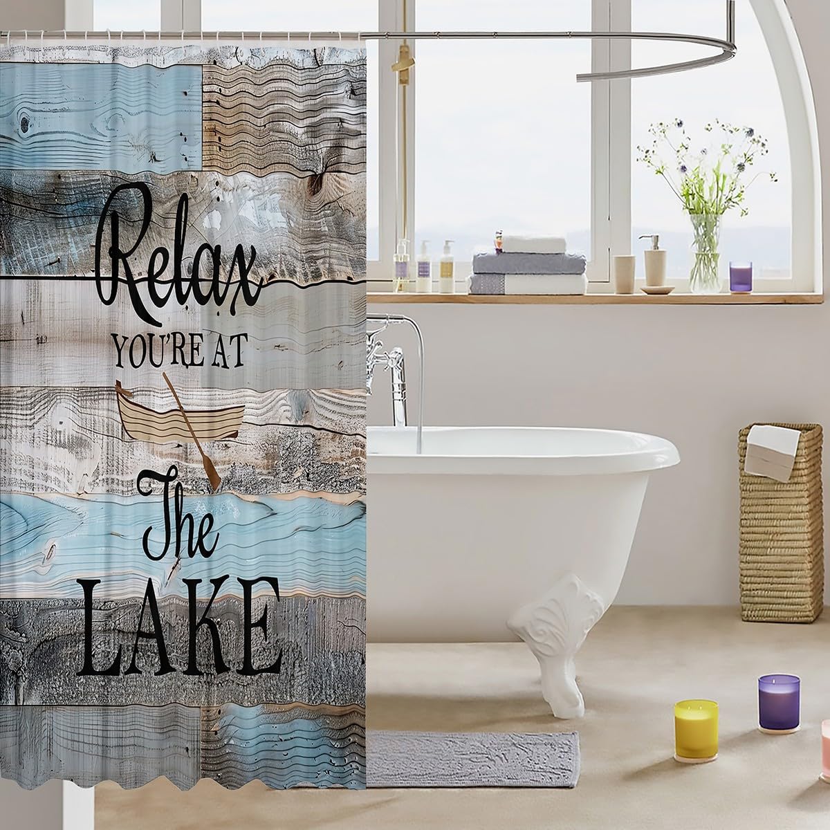 Accesorios de baño de lago, decoración de cabaña de lago, juegos de cortinas de...