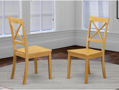 East Boston Juego de 2 sillas de madera con respaldo cruzado, color roble