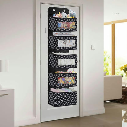 Organizador para colgar sobre la puerta con 5 compartimentos grandes, plegable,