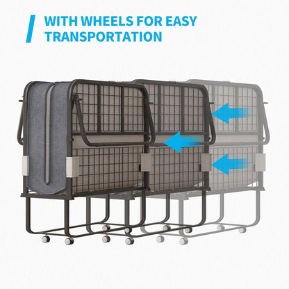 Cama plegable con colchón de espuma viscoelástica de 4 pulgadas, cama plegable