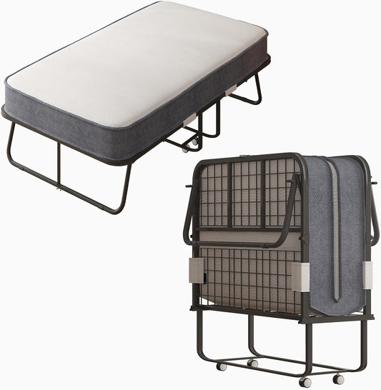 ZAFLY Cama plegable con colchón de esponja viscoelástica de 4 pulgadas, cama