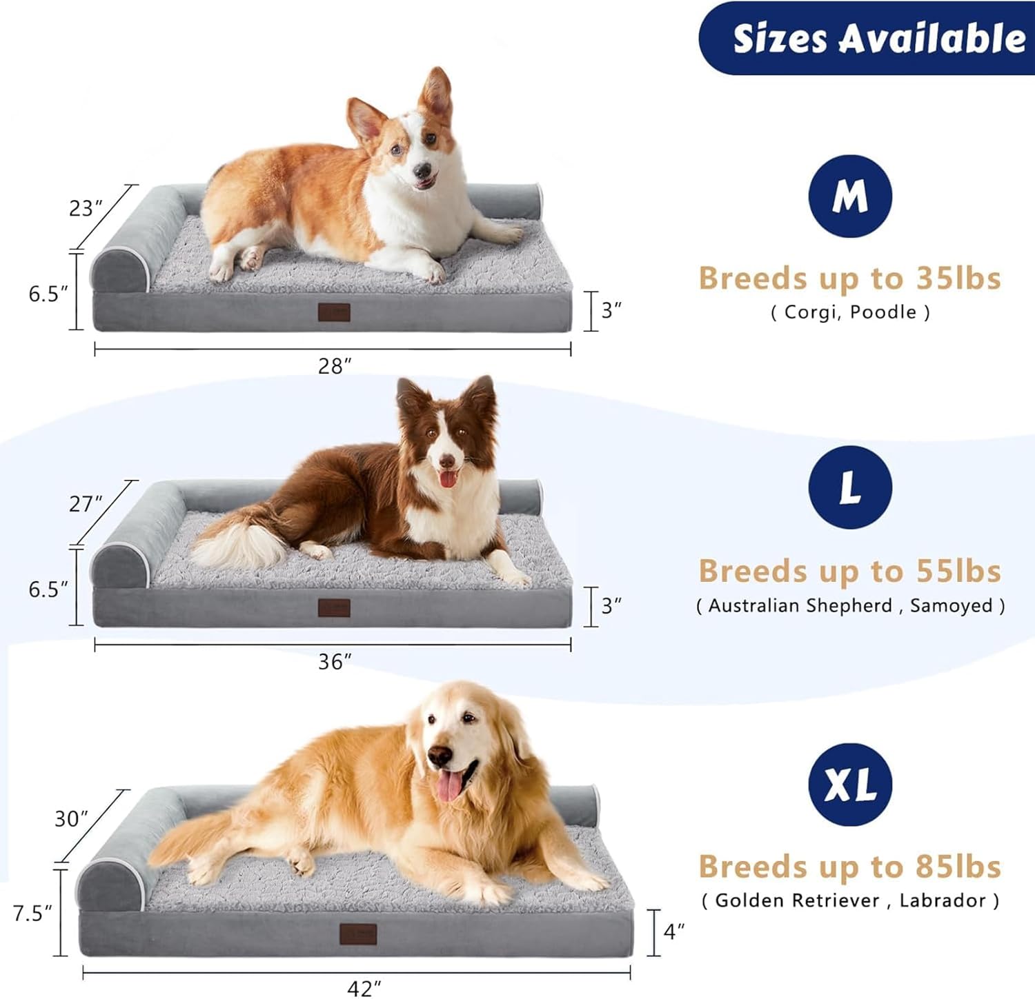 Camas ortopédicas para perros de tamaño mediano, sofá cama para mascotas con...