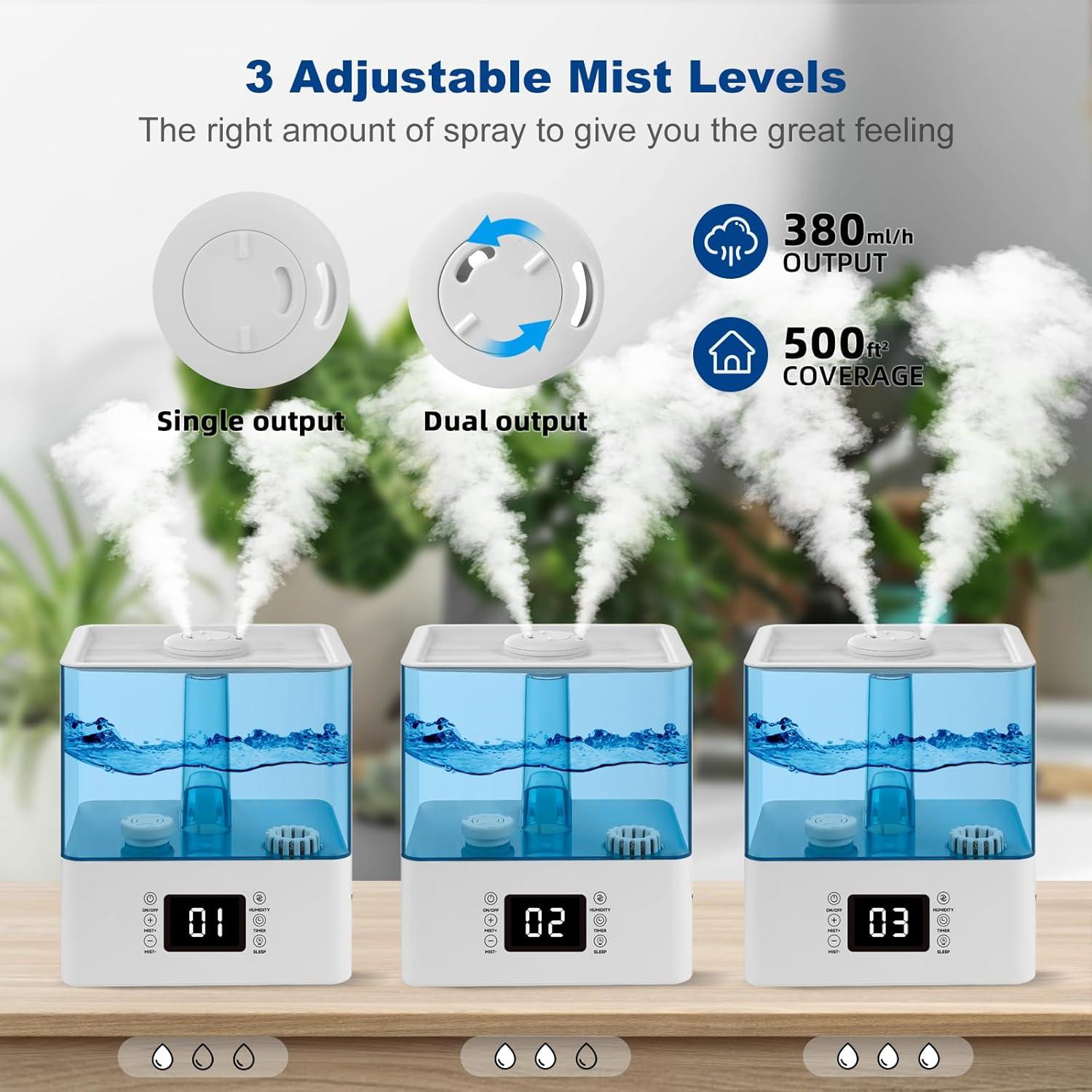 Humidificadores de 6 L para dormitorio, humidificadores ultrasónicos de niebla