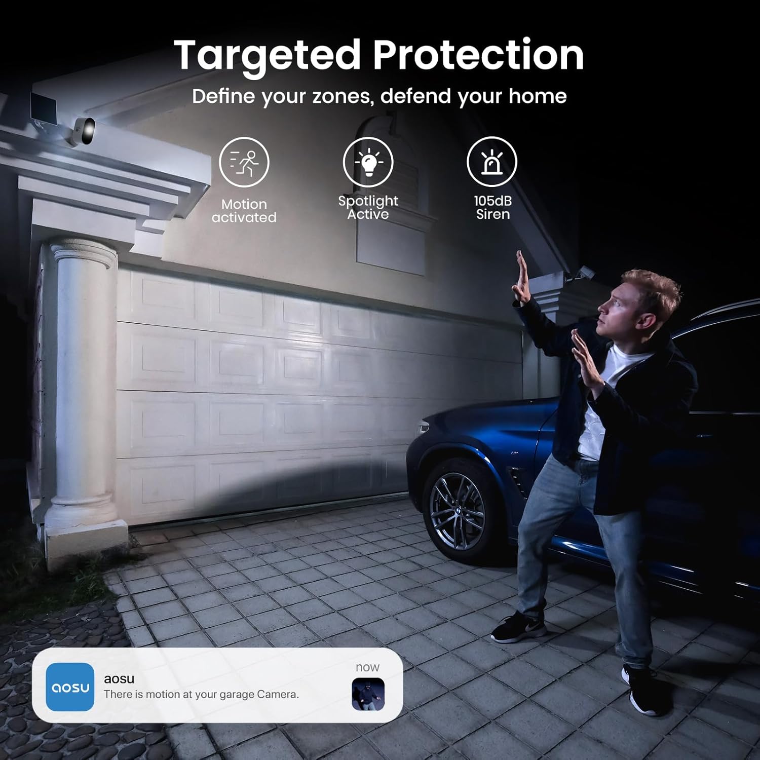 AOSU Cámaras de seguridad solares inalámbricas para exteriores, sistema de...