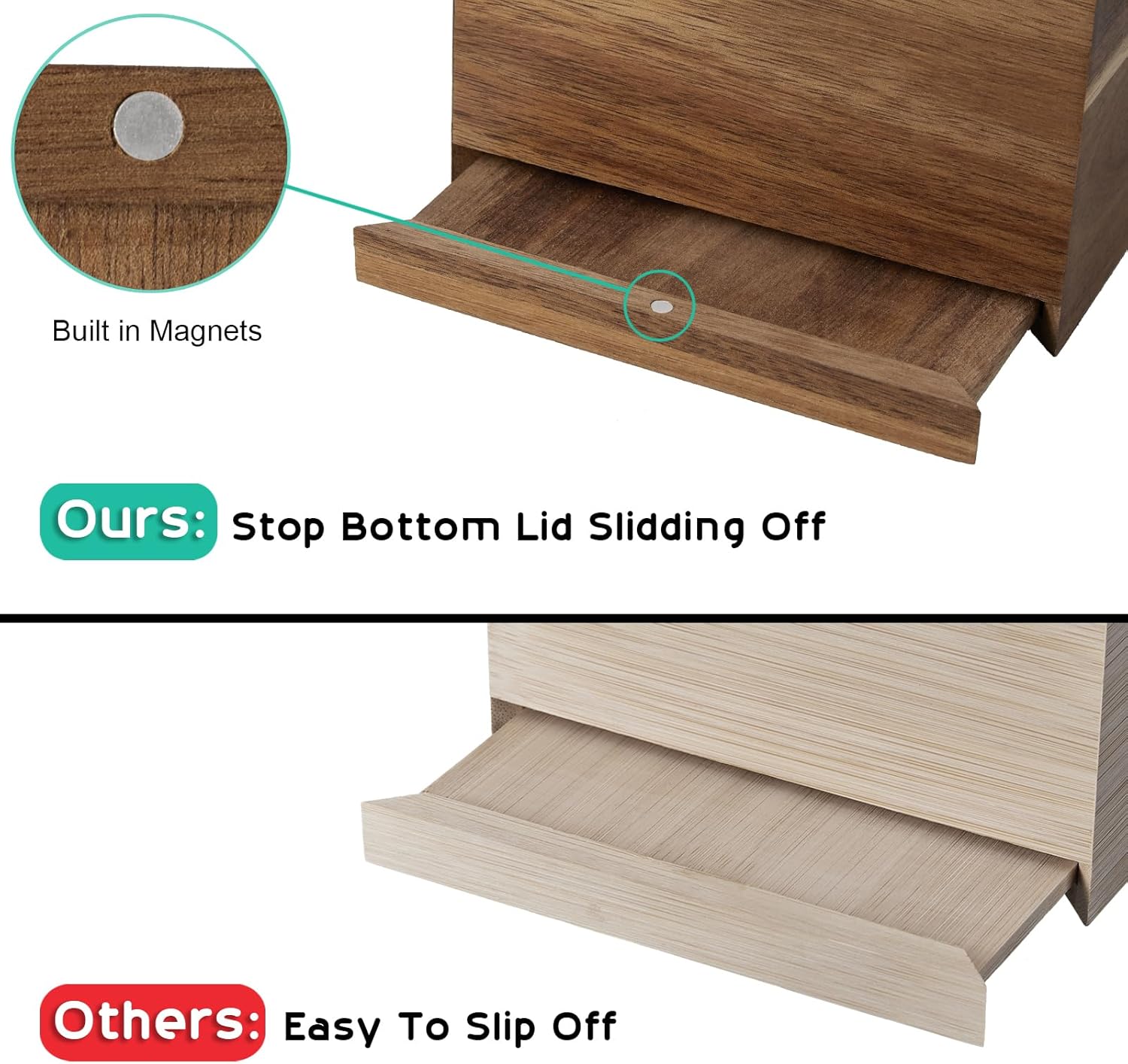 ALELION Caja de pañuelos cuadrada  Soporte para caja de pañuelos de madera de...