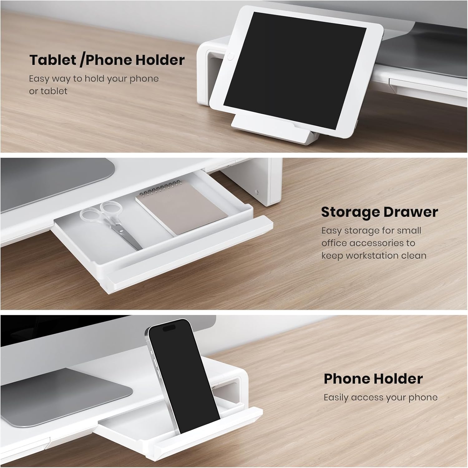 Klearlook Soporte elevador para monitor de computadora plegable con claridad...
