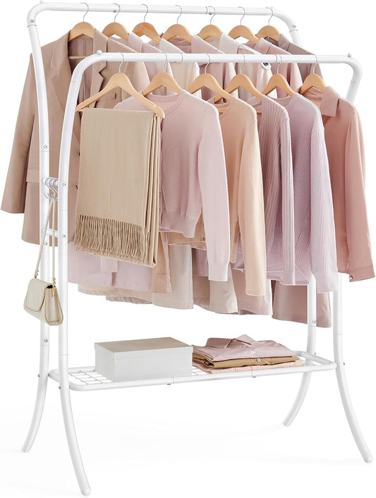 SONGMICS Perchero de ropa con estantes, perchero resistente, perchero de doble