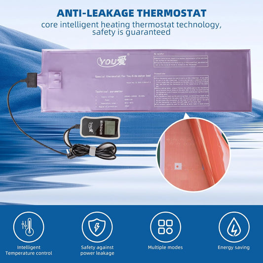 Calentador de cama de agua de 250 W, calentador de cama de agua suave seguro y