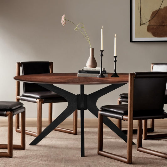 Soohow Mesa de comedor redonda de 47.2 pulgadas para 4-6 personas, mesa de...
