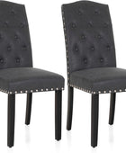 Juego de 2 sillas de comedor copetudas, de piel sintética, tapizadas, de tela,