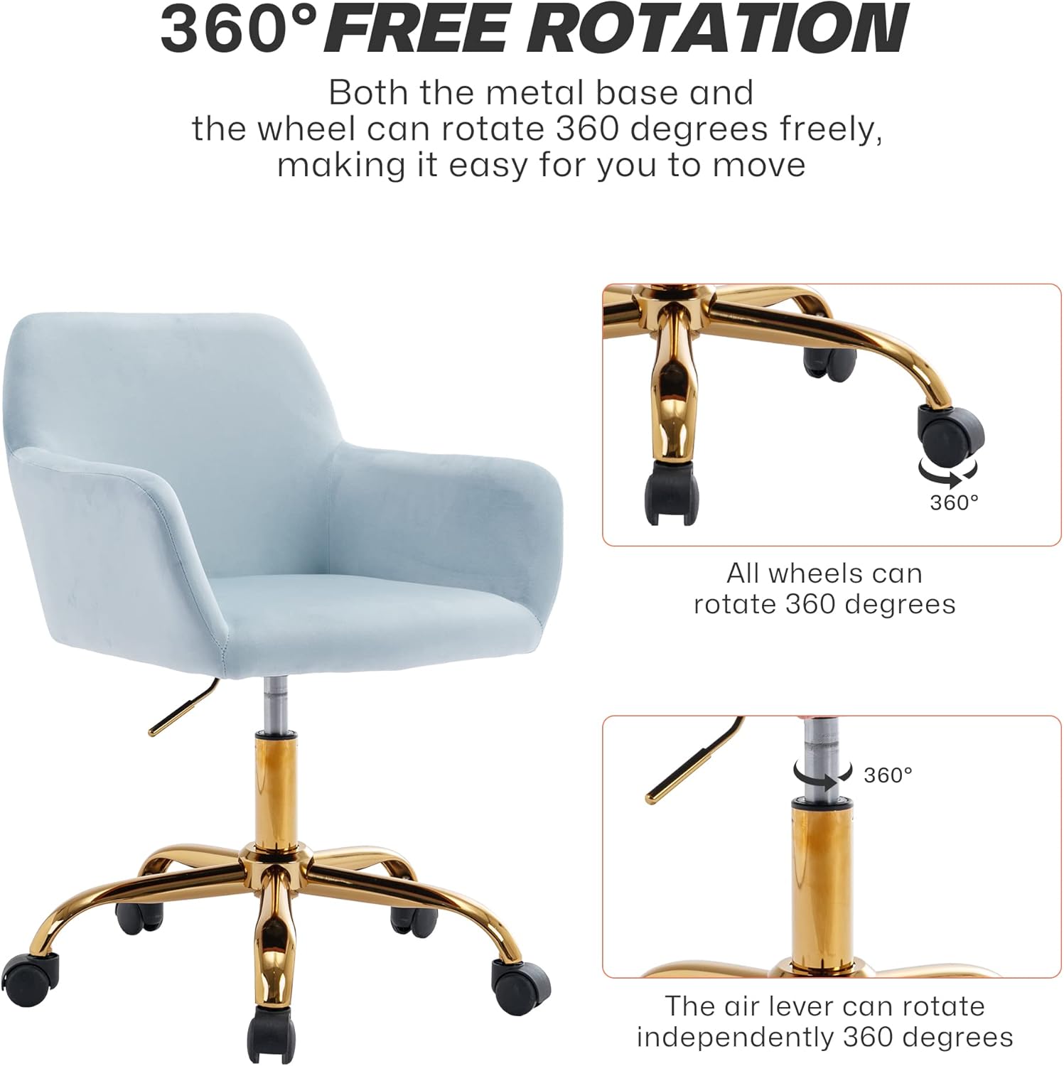 KCC Silla de escritorio de terciopelo para oficina, cómoda silla giratoria...