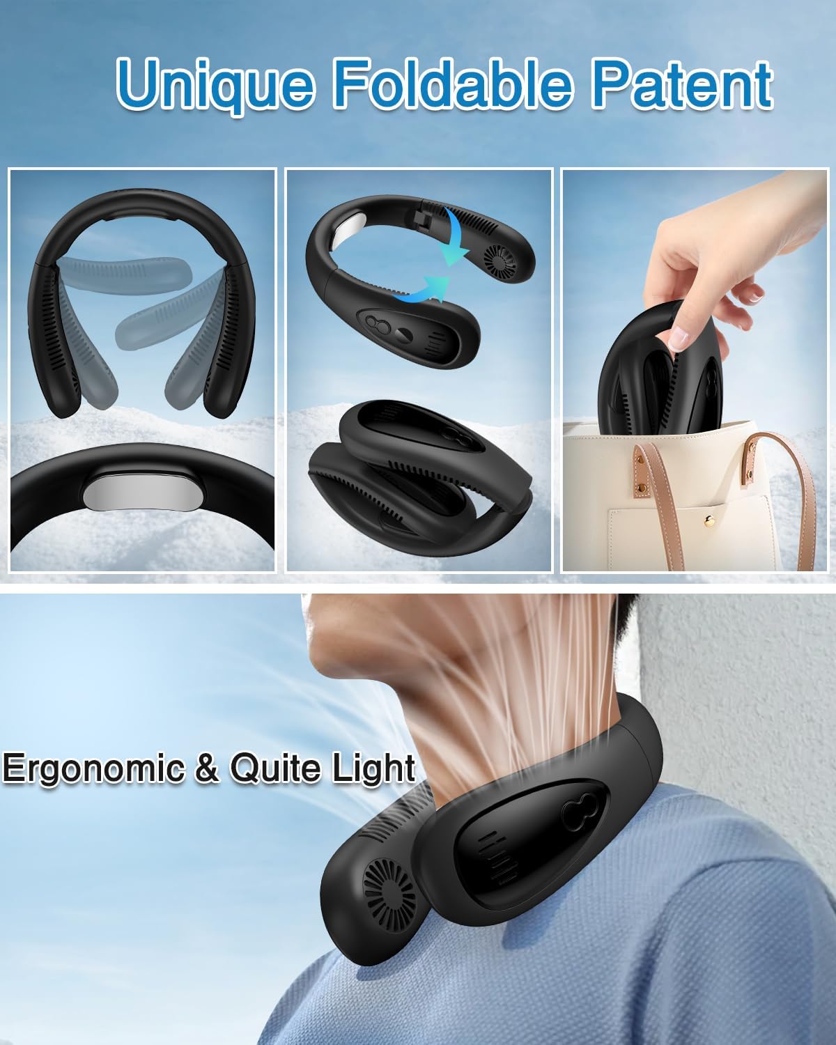Aire acondicionado de cuello, ventilador de cuello portátil de 5000 mAh con...