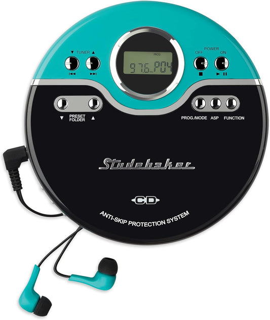 Studebaker Reproductor de CD portátil retro  Reproducción de MP3 de CD-RRW ...