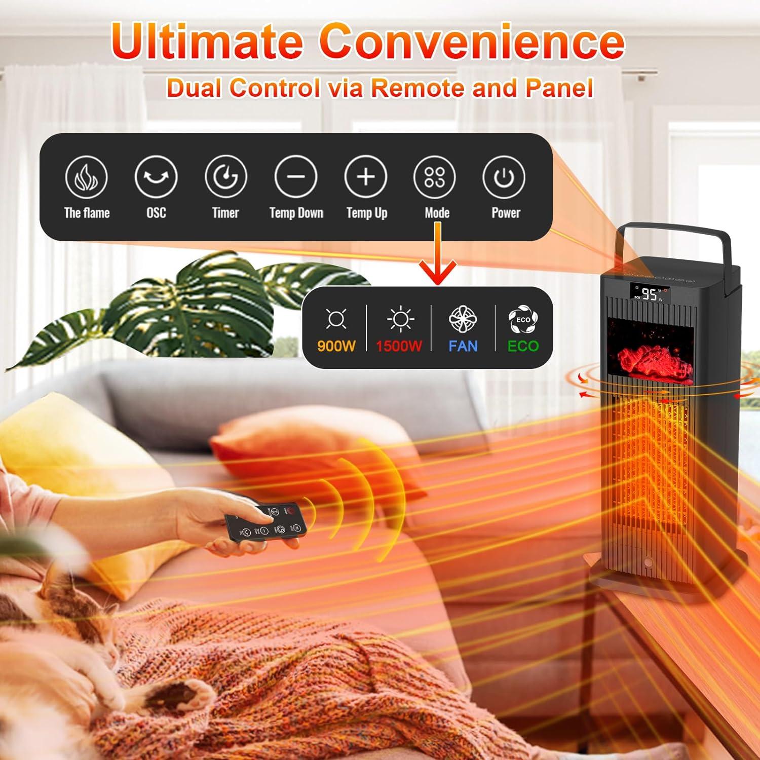 Space Heater 2024 New Version, Space Heater Indoor with Infrared Sensor & Mini