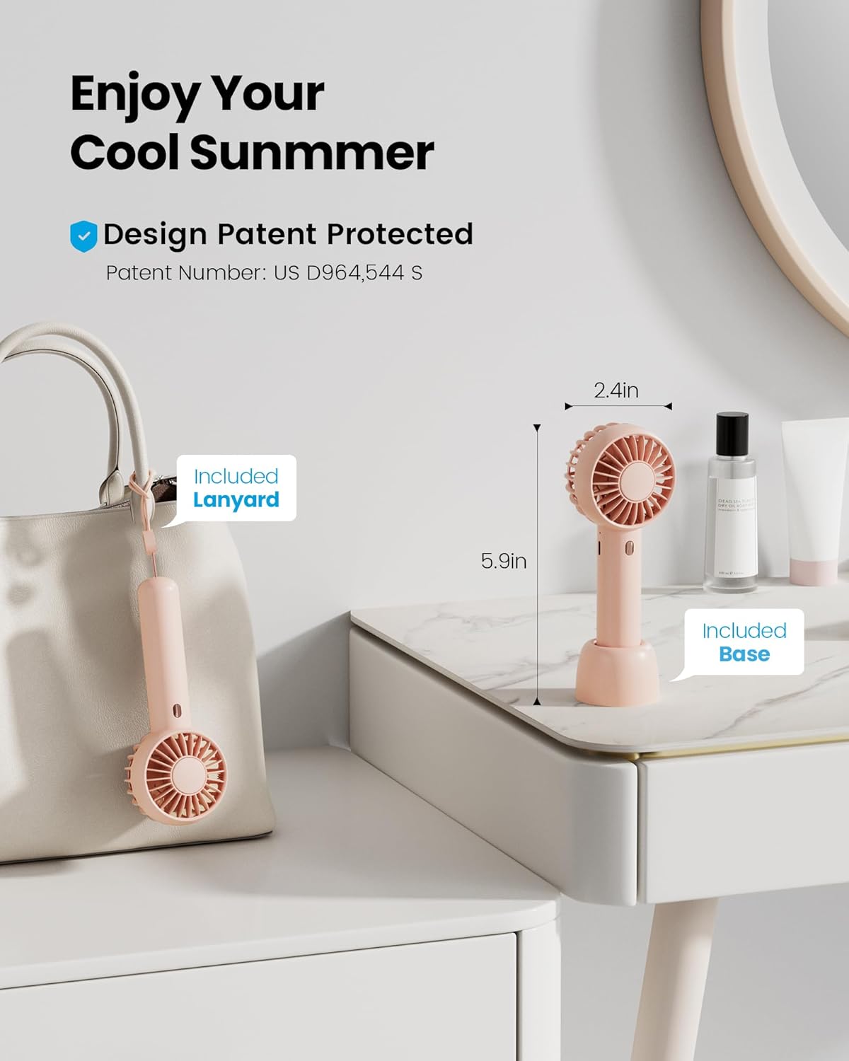 Gaiatop Mini ventilador portátil, pequeño y potente, diseño lindo de 3...