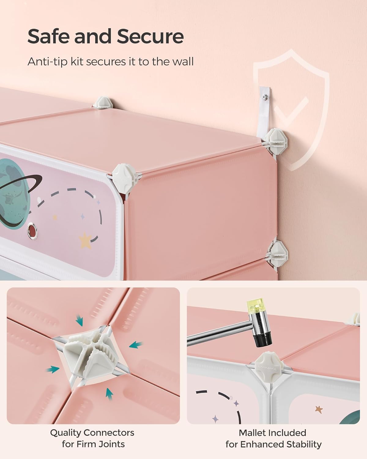 Zapatero para niños con puertas, organizador de almacenamiento apilable de 12