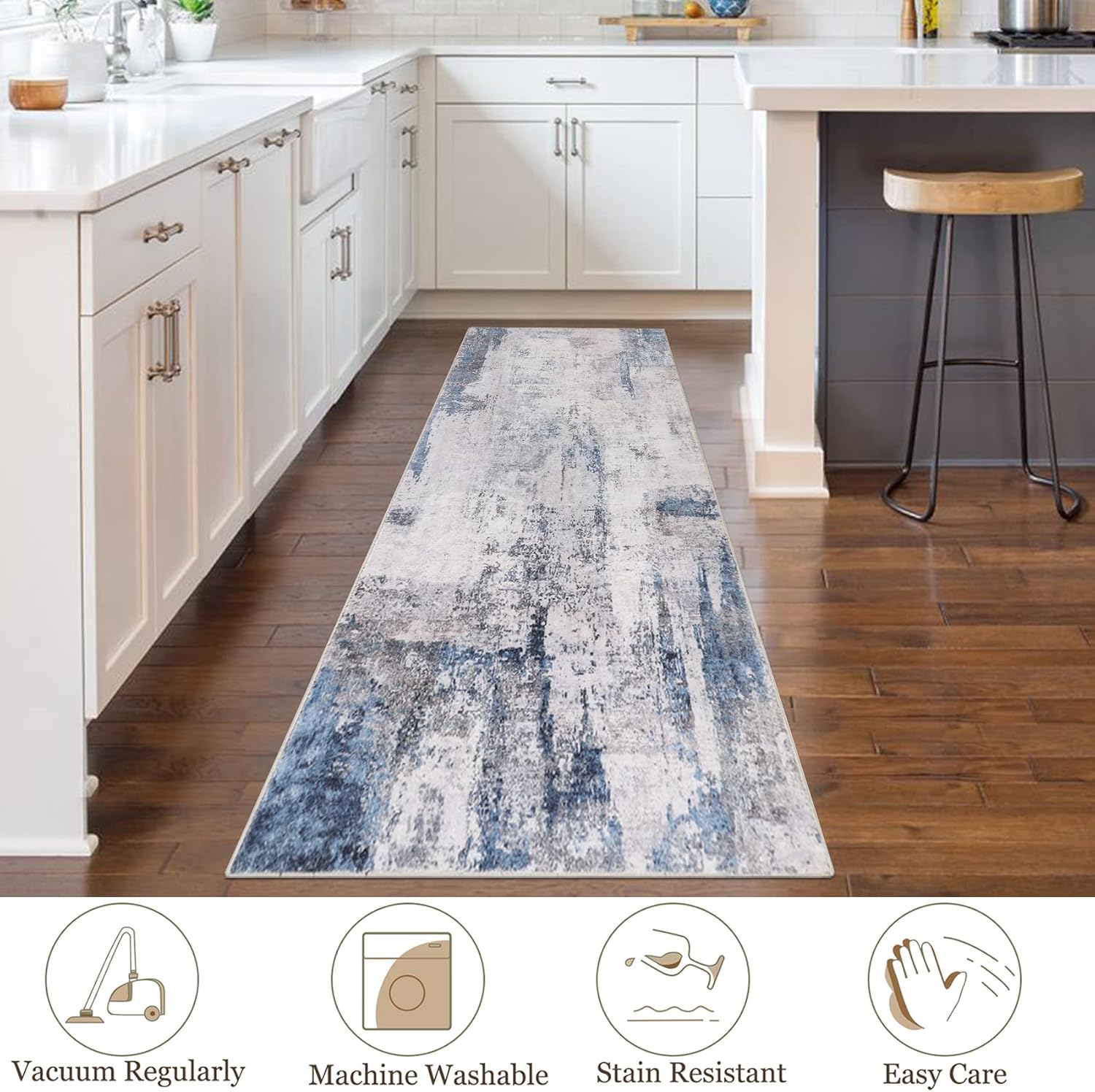 famibay Alfombra de pasillo de 2 x 6 pies con respaldo de goma, moderna...
