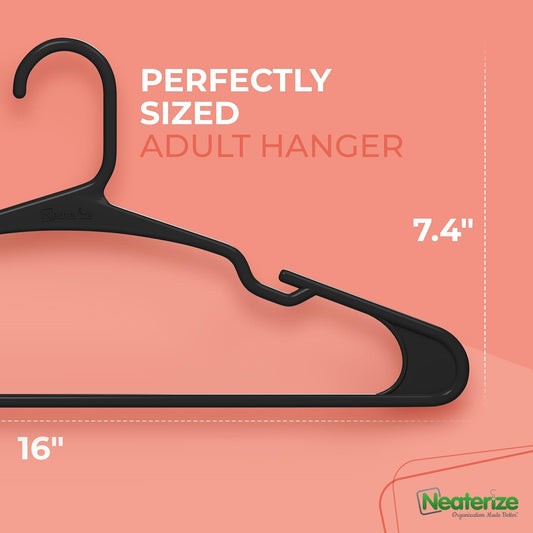 NEATERIZE Perchas de plástico para colgar ropa para adultos, paquete de 100...