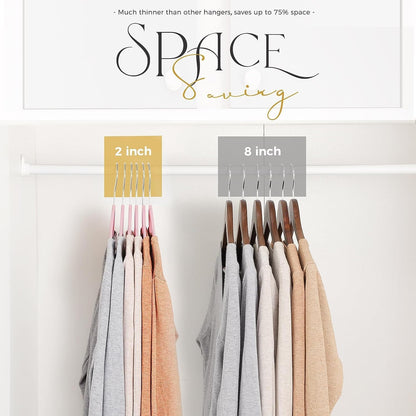 Premium Velvet Hangers, Non-Slip Thin Flocked Felt Hangers, Sturdy Clothes