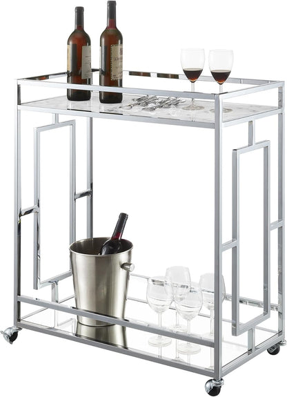 Convenience Town Square Carrito de bar con espejo de 29.25 pulgadas, moderno y