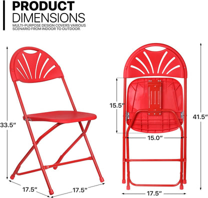 MoNiBloom Sillas plegables de plástico con respaldo de ventilador, apilables,...