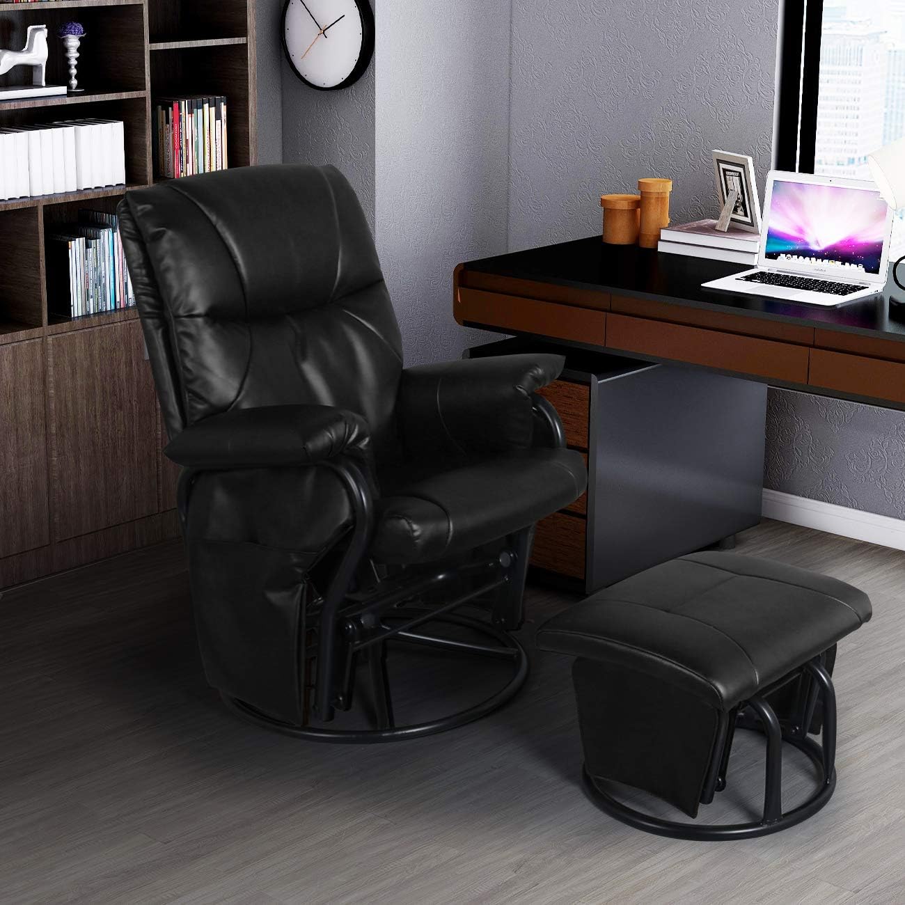 AODAILIHB Juego de sillas mecedoras con silla giratoria otomana de 360,...