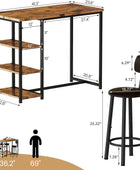 Juego de mesa de comedor de cocina para 2, mesa de bar y sillas con 3 estantes